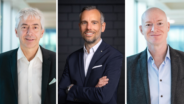 (v.l.n.r.) Johannes Wick, CEO von Grains & Food bei Bühler, Johannes Schulz-Hess, Gesellschafter von Esau & Hueber, und Ian Roberts, CTO von Bühler. (Bilder: Esau & Hueber / Bühler)