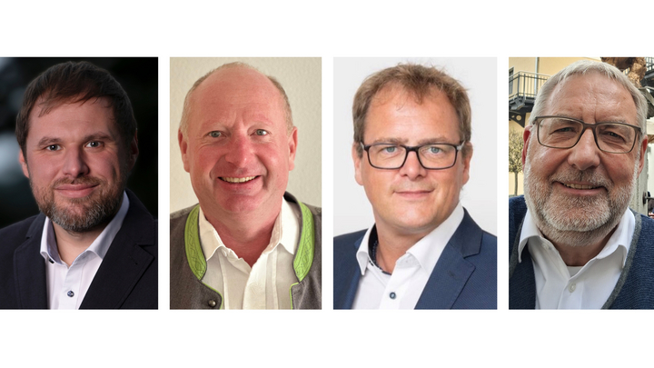 v.l.n.r.: Christoph Thalhammer, Reinhard Obermeier und Uwe Mergel sind neu bei der Weinkellerei Kunzmann. Jürgen Löblein geht in den Ruhestand. (Bild: Kunzmann)